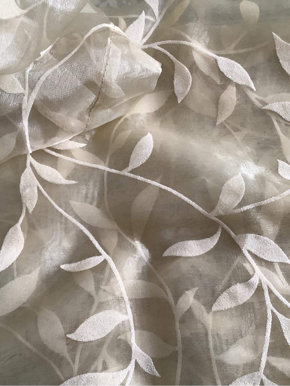 Champagne sheer curtains..leaf print